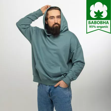 Худі - толстовка чоловічий "Комфорт" Лазурно - сіра