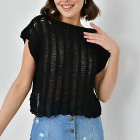 Women's top "Translucent" Black