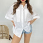 Women's shirt "Oversize Large Pockets" White
