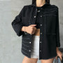 Shirt (jacket) Denim "Torn edges, fringe" Black