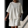 Suit with shorts women's oversize "3-thread" White
