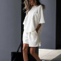 Suit with shorts women's oversize "3-thread" White