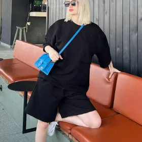 Suit with shorts women's oversize "3-thread" Black