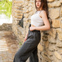 Pants (trousers) for women "Palazzo"  Dark melange