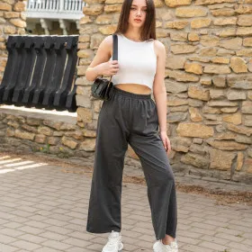 Pants (trousers) for women "Palazzo"  Dark melange