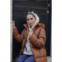 Women's jacket "Eco Leather" down jacket (Brown)