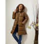 Women's jacket "Eco Leather" down jacket (Brown)