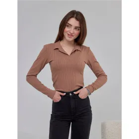 Ribbed polo blouse
