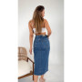Skirt Denim Midi High Waist. Trendy Denim Skirt Badgers