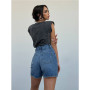 High-waisted denim shorts