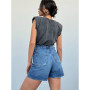 High-waisted denim shorts