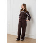 Костюм спортивний жіночий з кофтою на блискавці, коричневий