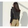 Women's black vest cropped eco leather warm and light