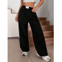Жіночі чорні штани вільного крою з високою посадкою
