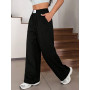 Жіночі чорні штани вільного крою з високою посадкою