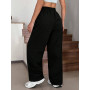 Жіночі чорні штани вільного крою з високою посадкою