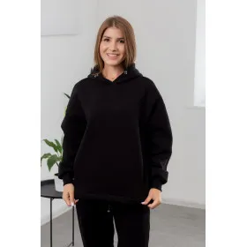 Чорне худі з футера з начосом