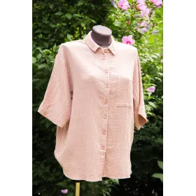 Muslin shirt with dropped shoulders, 100% cotton