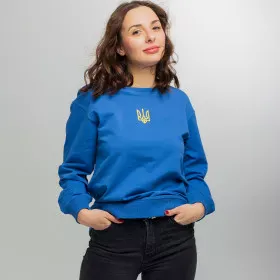 Світшот (кофта - реглан) жіночий "Стиль" синій і Герб "Тризуб"