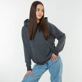 Female Hoodie "Komfort" Black gray dark melange